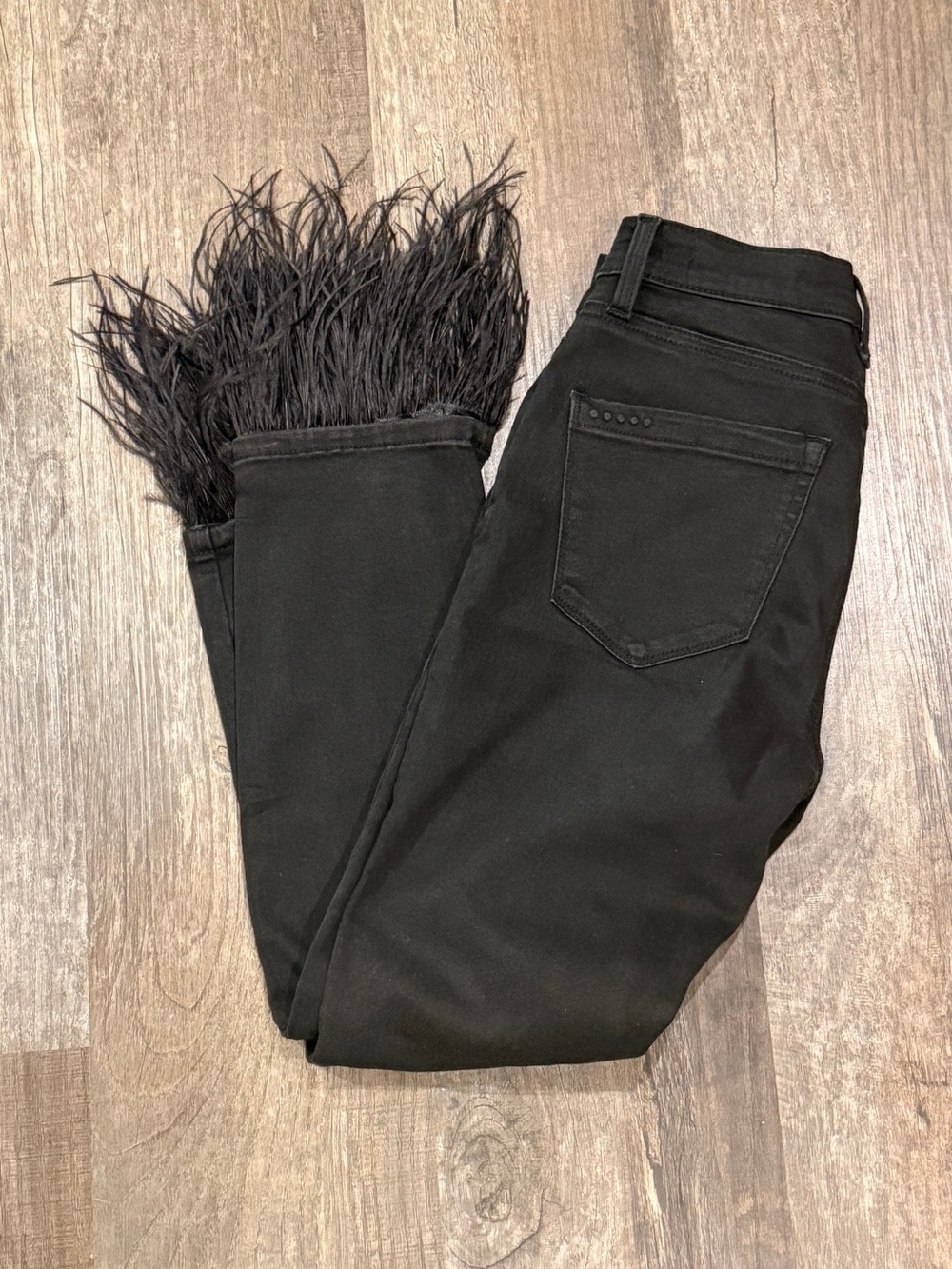 Blank NYC Black Feather-Hem Cropped Jeans